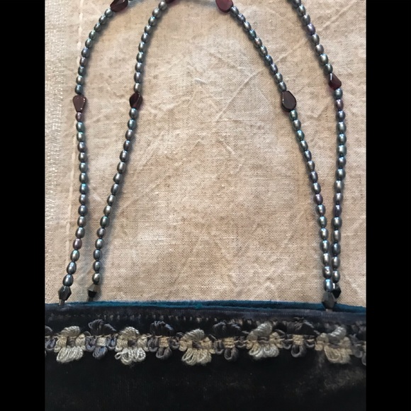 Velvet Handbag with Pearls - NWOT - Picture 2 of 4